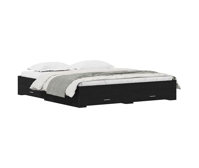 Estrutura da cama de casal moderno com gaveta - carvalho preto 180 x 200 cm