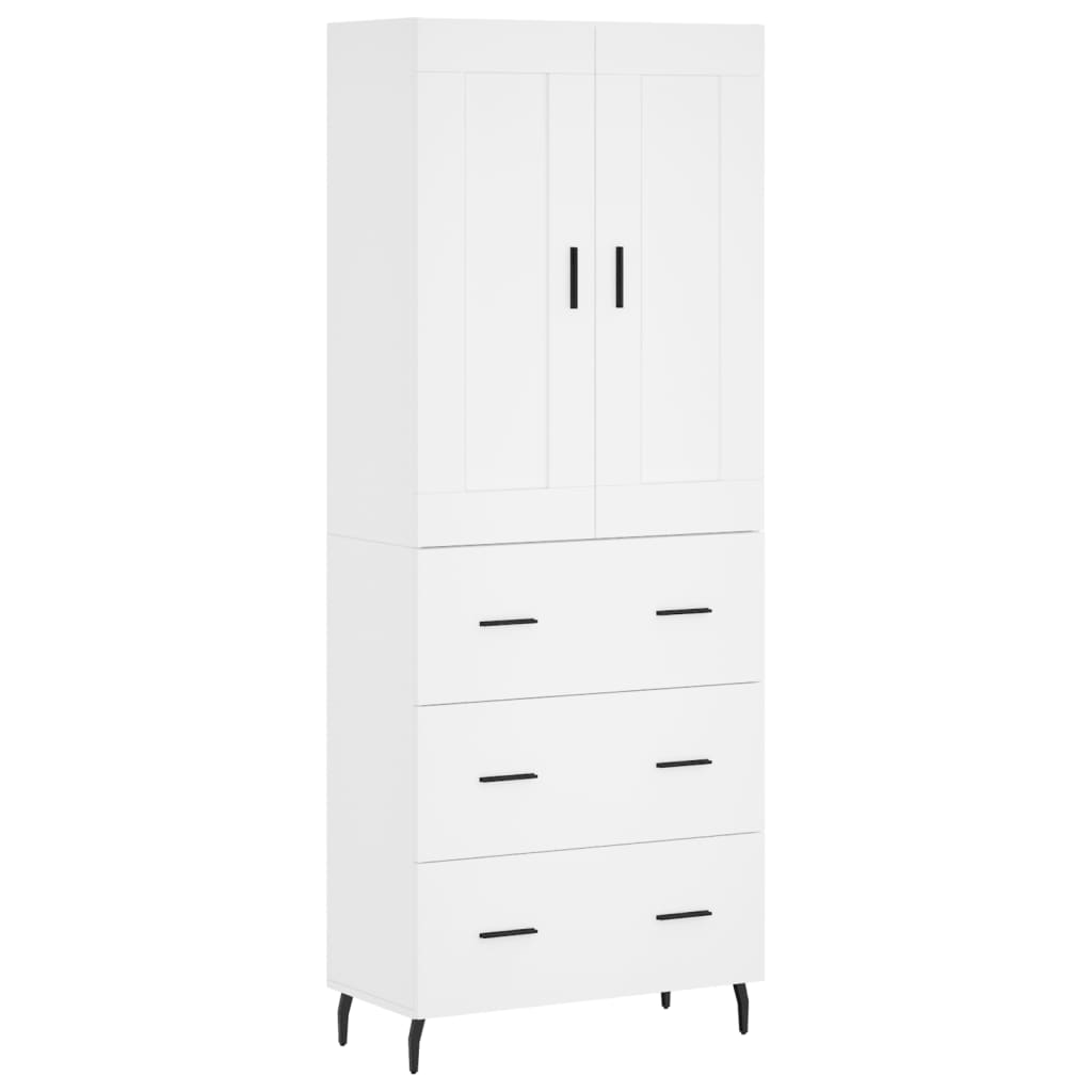 Armário alto - bufete - móvel de apoio 69,5x34x180 cm derivados de madeira branco pt721