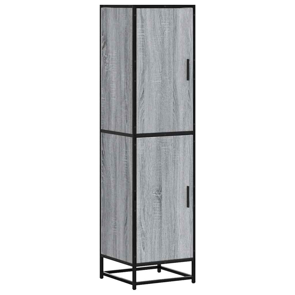 Armário alto - bufete - móvel de apoio 35,5x35x139 cm madeira e metal cinza sonoma pt1479