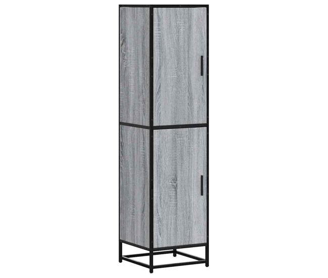 Armário alto - bufete - móvel de apoio 35,5x35x139 cm madeira e metal cinza sonoma pt1479