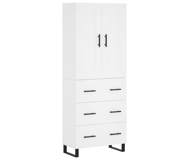 Armário alto - bufete - móvel de apoio 69,5x34x180 cm derivados de madeira branco pt722