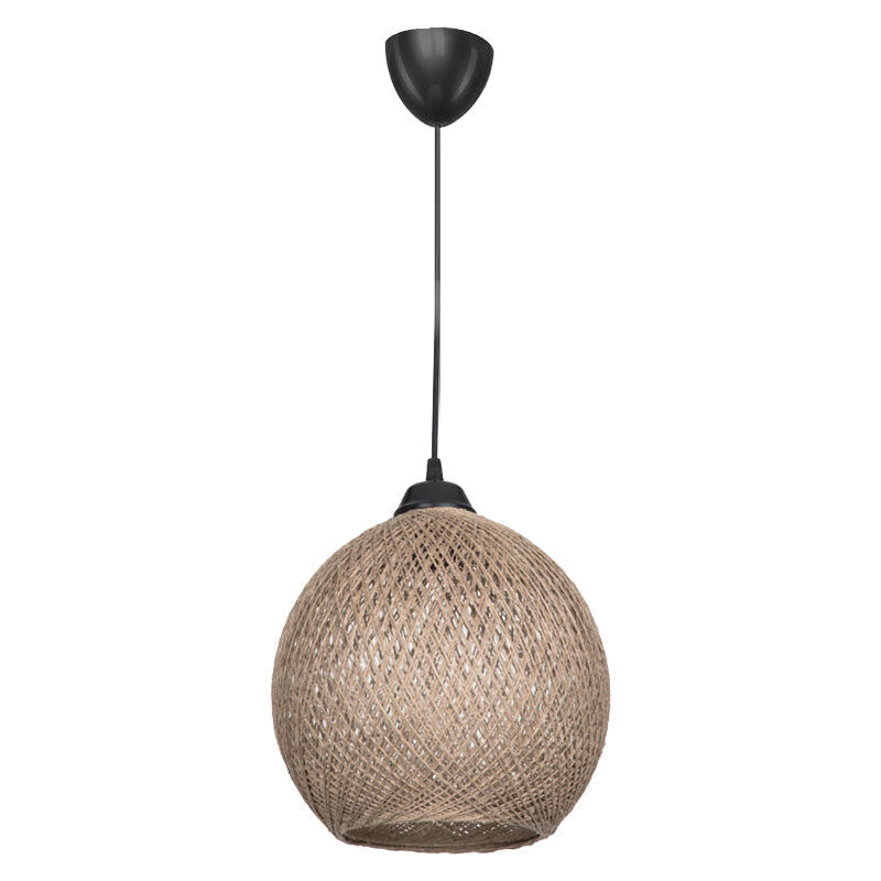 Candeeiro suspenso e27 corda castanho noir 22x65 cm estilo boémio