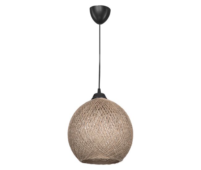 Candeeiro suspenso e27 corda castanho noir 22x65 cm estilo boémio