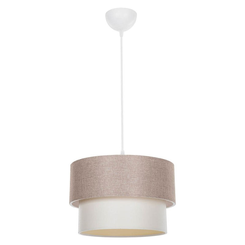 Candeeiro suspenso bege e27 d30x72 cm com tecido pvc
