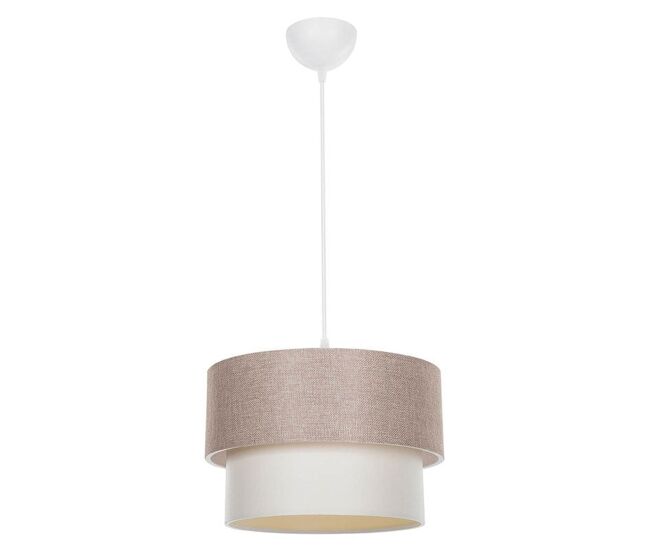 Candeeiro suspenso bege e27 d30x72 cm com tecido pvc
