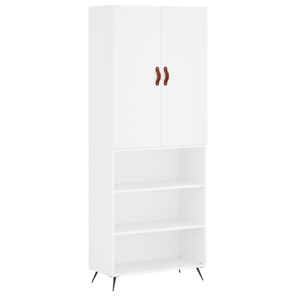 Armário alto - bufete - móvel de apoio 69,5x34x180 cm derivados de madeira branco pt668