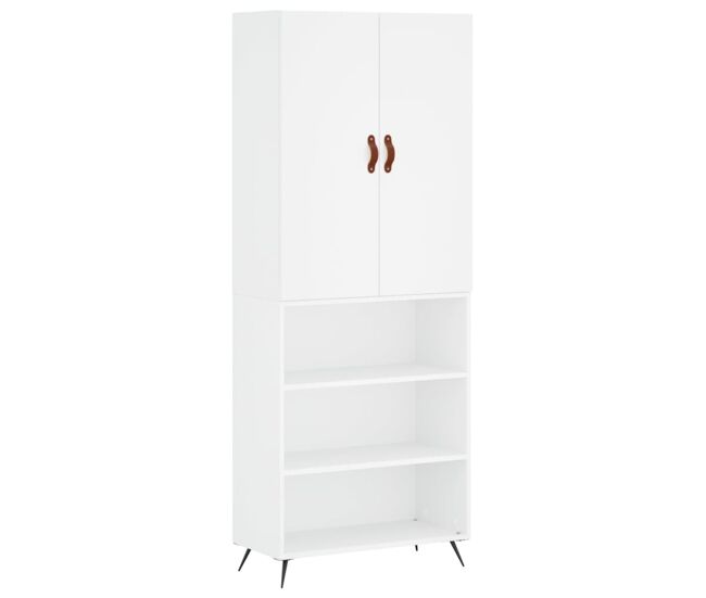 Armário alto - bufete - móvel de apoio 69,5x34x180 cm derivados de madeira branco pt668
