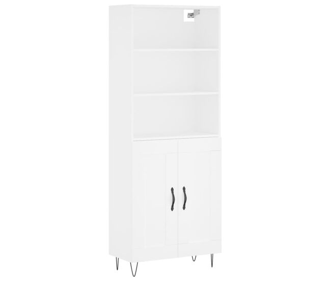 Armário alto - bufete - móvel de apoio 69,5x34x180 cm derivados de madeira branco pt640
