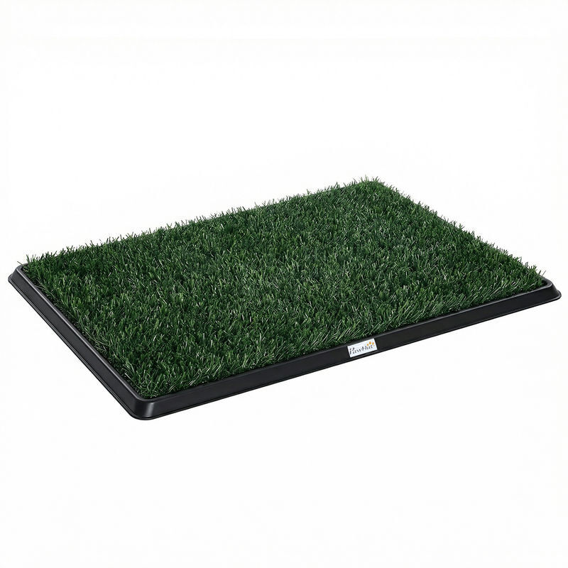 Pawhut sanita para cães com relva artificial, 76x50,5 cm, bandeja higiênica para treino, com grelha de drenagem, design de 3 camadas e fácil de limpar