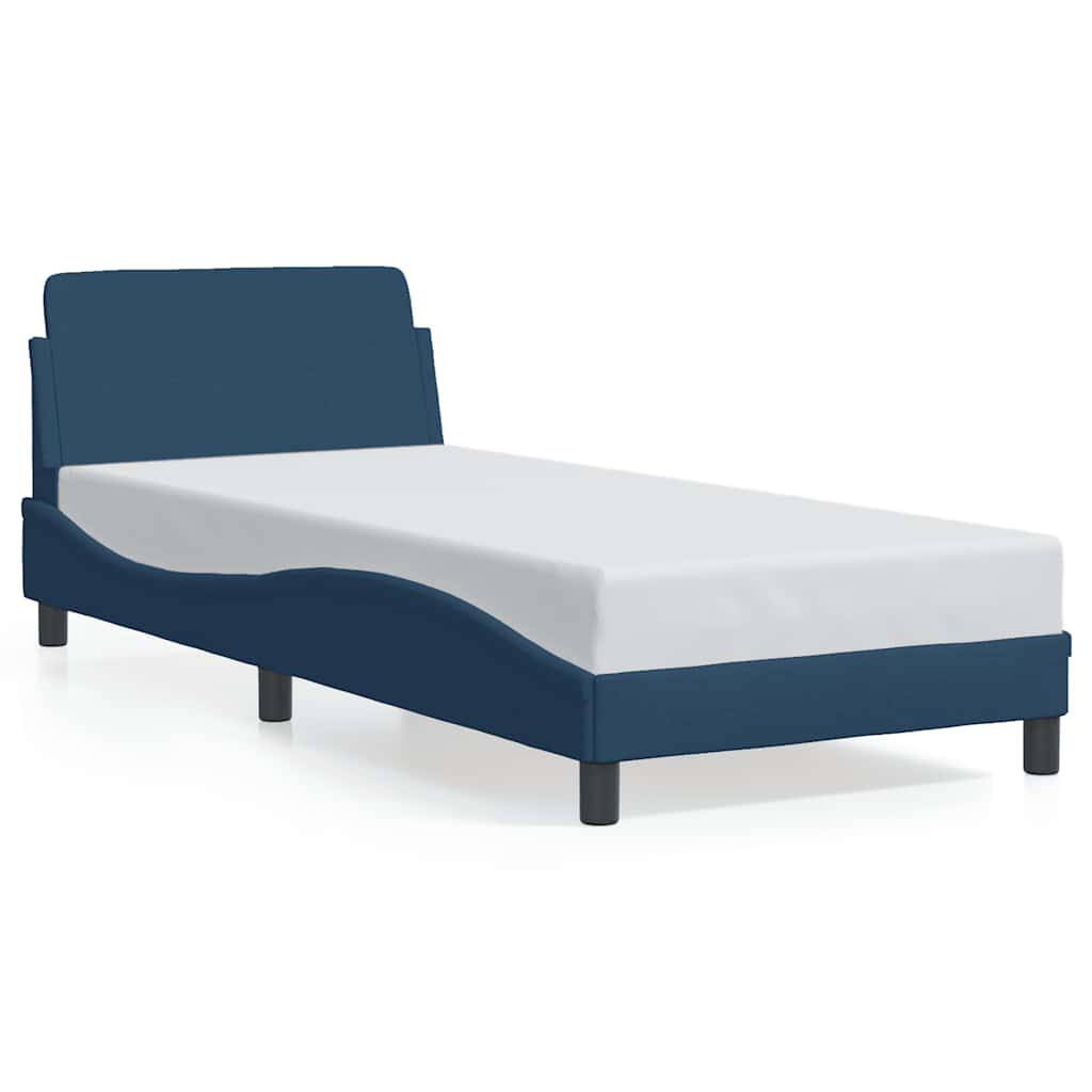 Estrutura de cama de solteiro para adultos com cabeceira dover tecido 90x190 cm azul