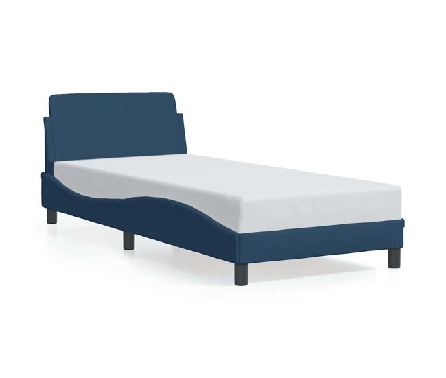 Estrutura de cama de solteiro para adultos com cabeceira dover tecido 90x190 cm azul