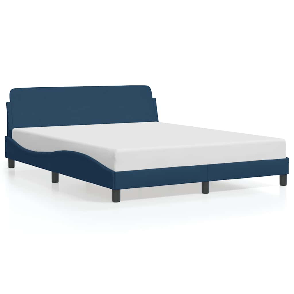 Estrutura de cama de casal moderno com cabeceira dover 160x200 cm tecido azul