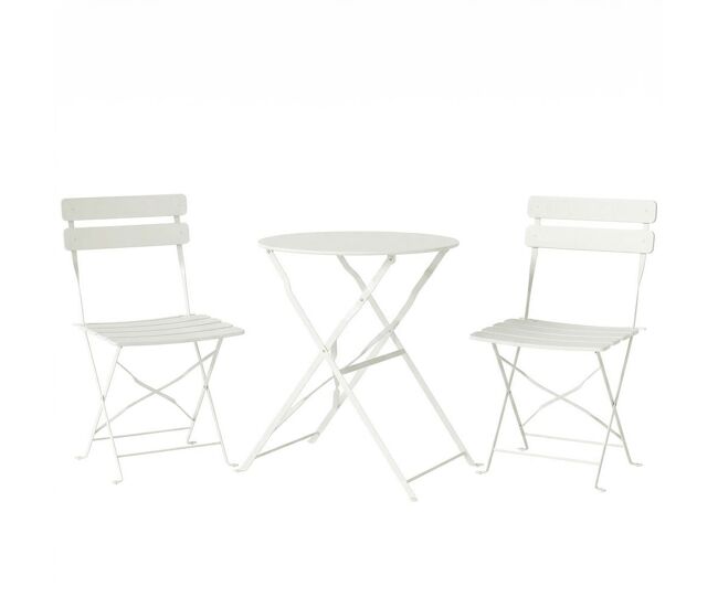 Outsunny conjunto de mesa e cadeiras de terraço exterior dobráveis 3 peças, móveis de jardim exterior com 2 cadeiras dobráveis, mesa redonda,