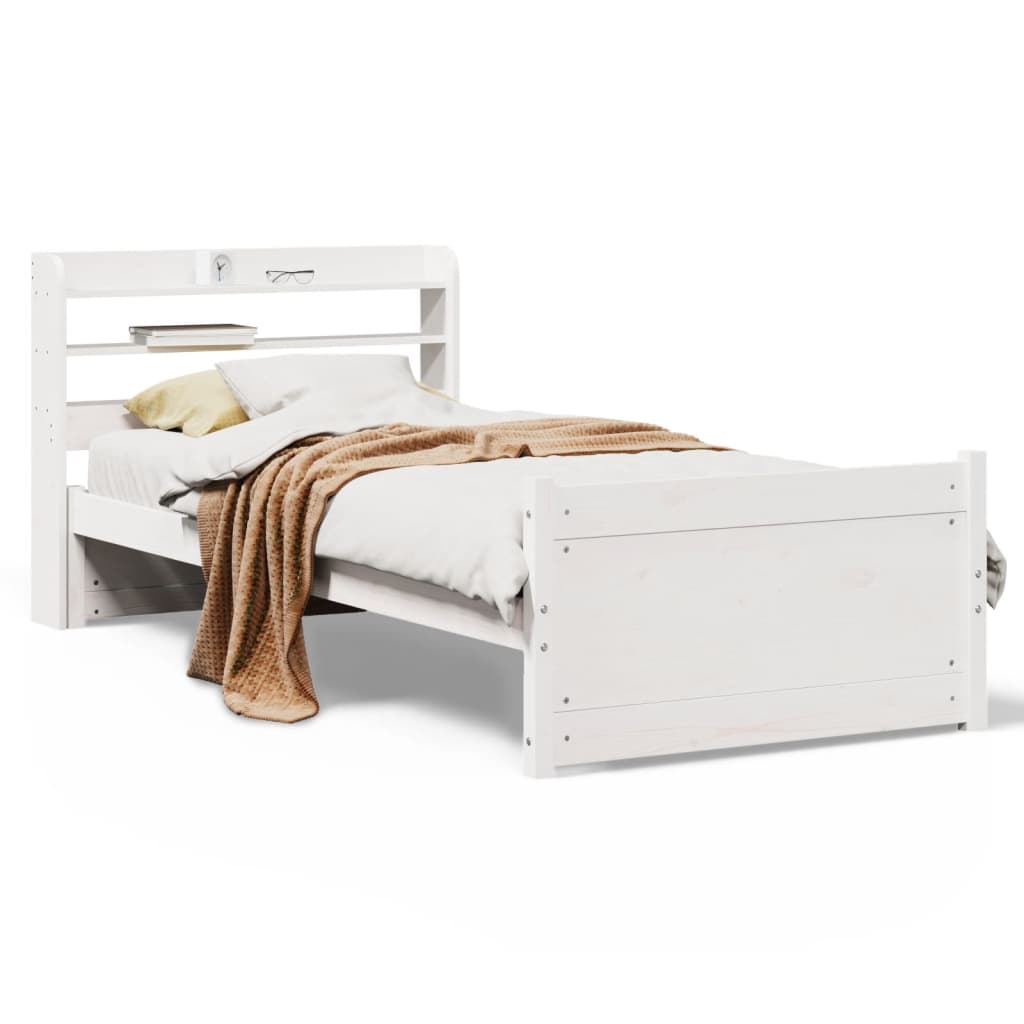 Estrutura de cama de solteiro para adultos c/ cabeceira 90x190 cm branco