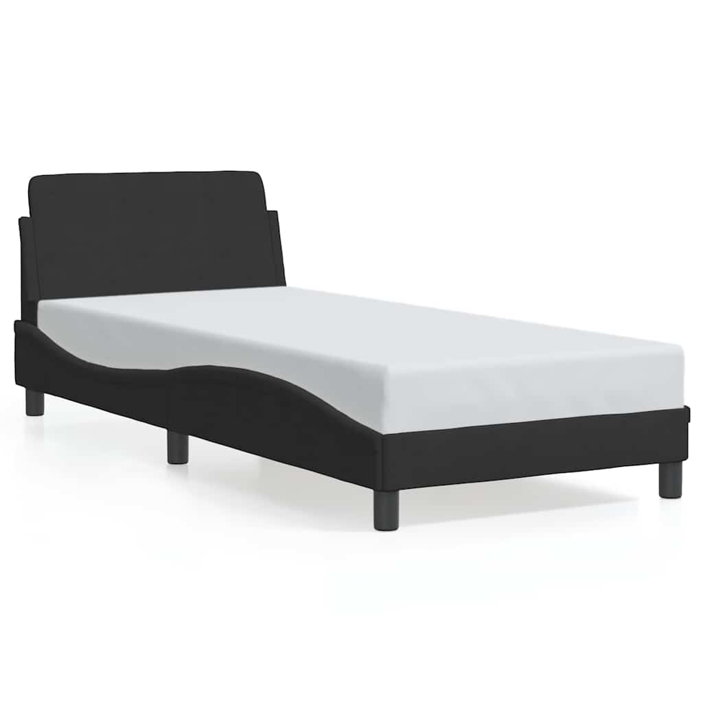 Estrutura de cama de solteiro para adultos com cabeceira dover veludo 90x200 cm preto