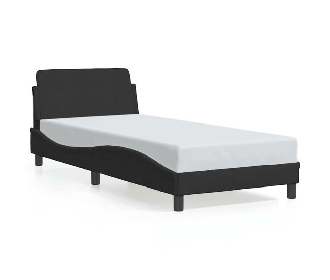 Estrutura de cama de solteiro para adultos com cabeceira dover veludo 90x200 cm preto