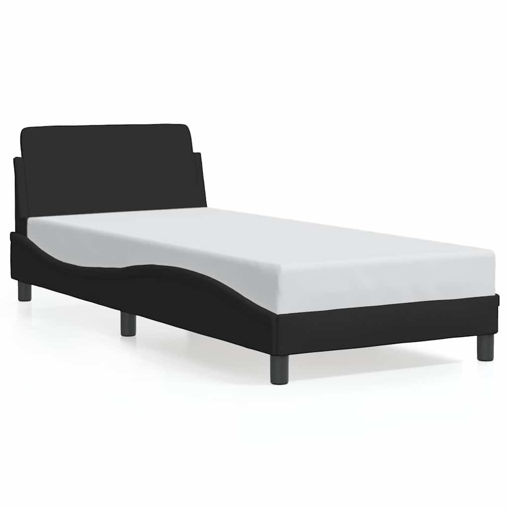 Estrutura de cama de solteiro para adultos com cabeceira dover tecido 90x200 cm preto