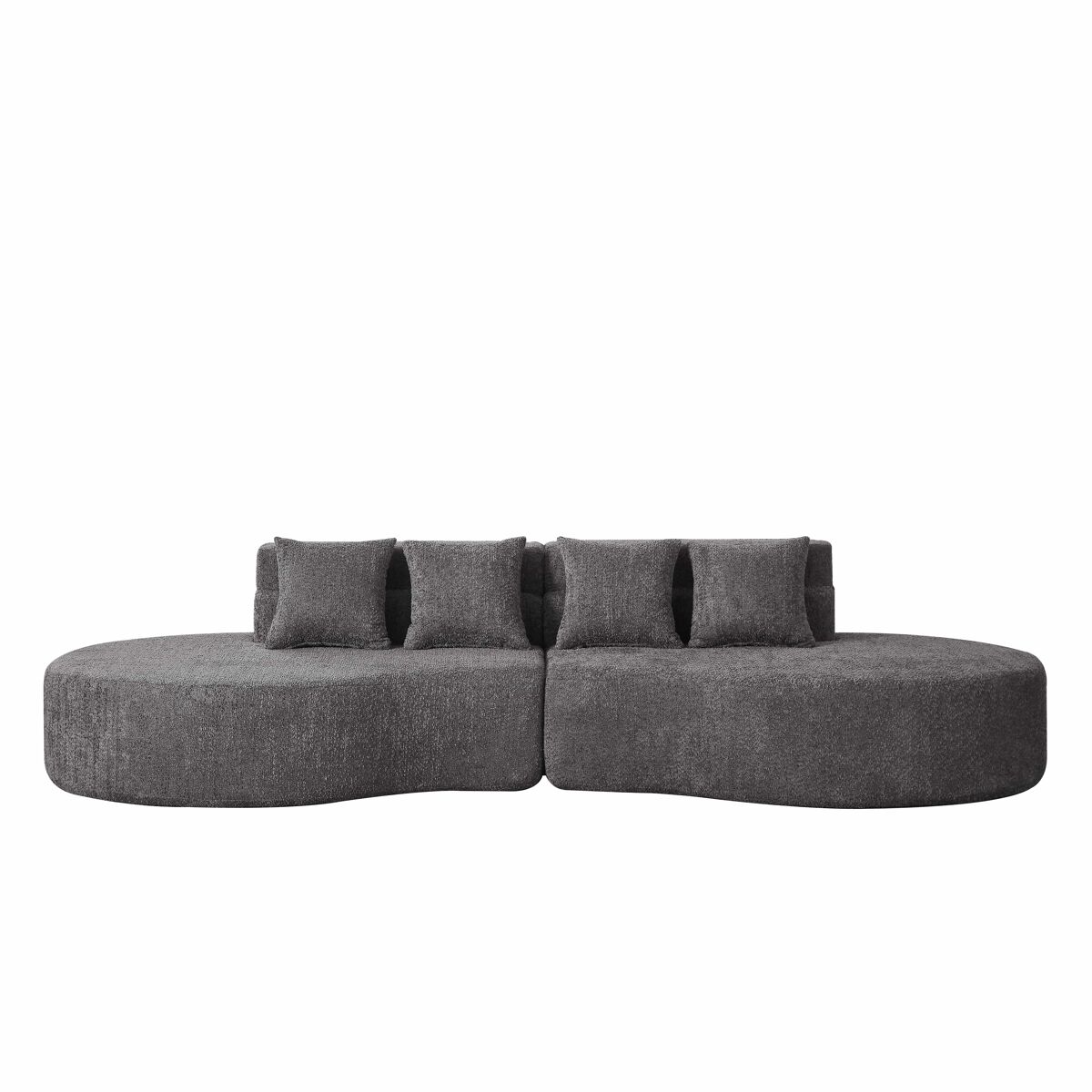 Sofá modular de 4 lugares - 2 peças, espuma viscoelástica de alta densidade, capa removível e lavável em tecido teddyfleece - gris