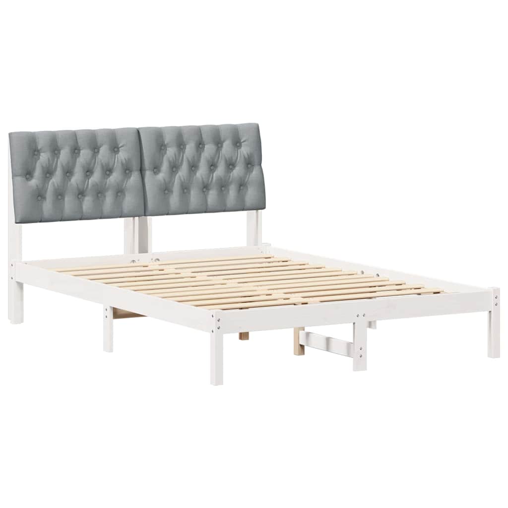 Estrutura de cama de casal moderno com cabeceira estofada branco 135 x 190 cm