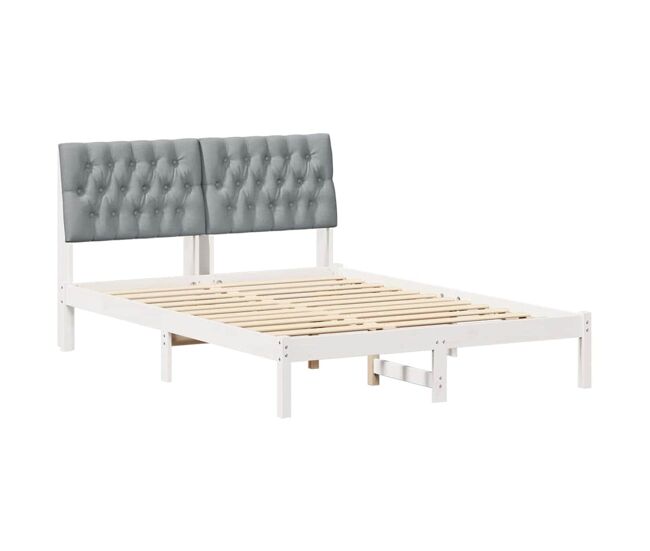 Estrutura de cama de casal moderno com cabeceira estofada branco 135 x 190 cm