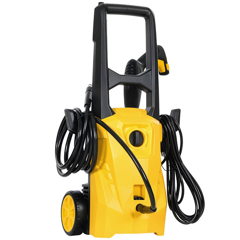Outsunny lavadora de alta pressão 1600w presión 100 bar caudal 390 l/h hidrolavadora elétrica portátil com bocal ajustável e rodas para casa pátio