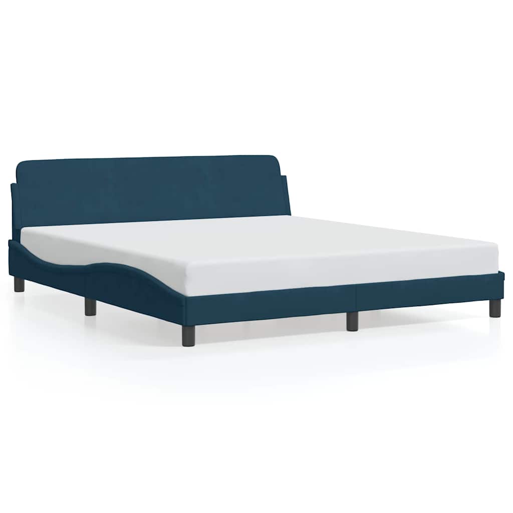 Estrutura de cama de casal moderno com cabeceira dover 180x200 cm veludo azul