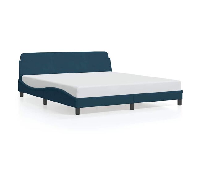 Estrutura de cama de casal moderno com cabeceira dover 180x200 cm veludo azul