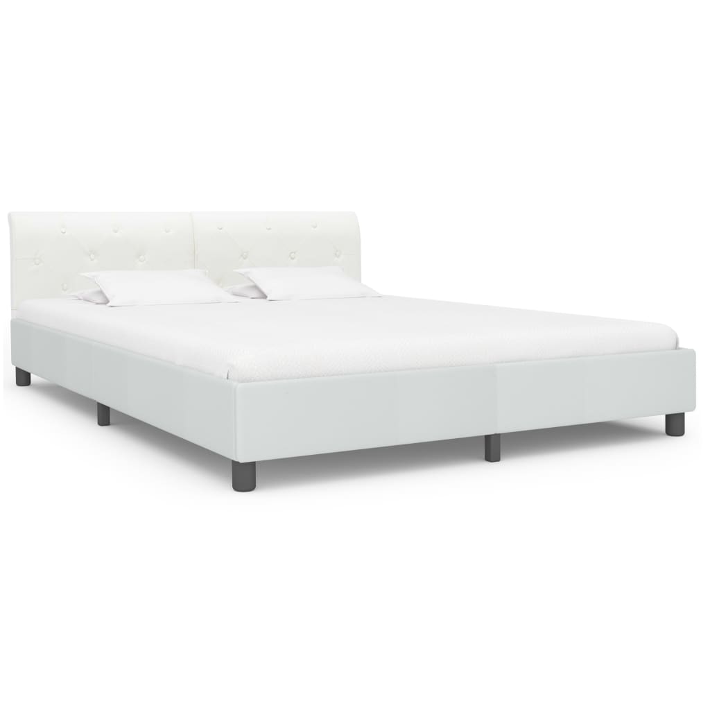 Estrutura de cama de casal moderno - 160x200 cm couro artificial branco