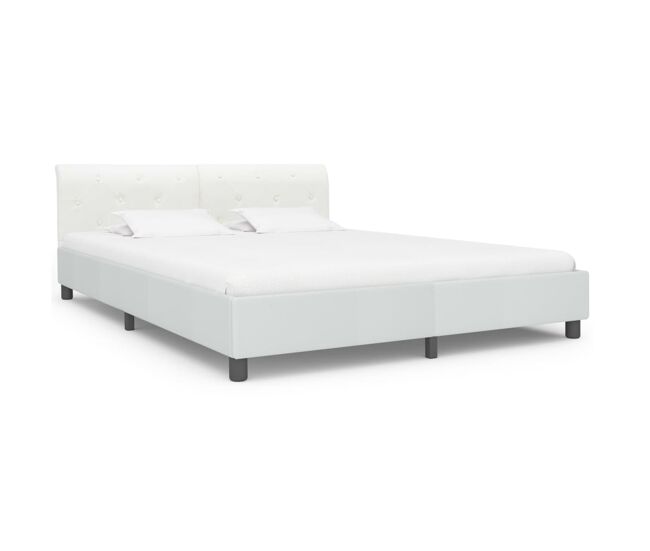 Estrutura de cama de casal moderno - 160x200 cm couro artificial branco