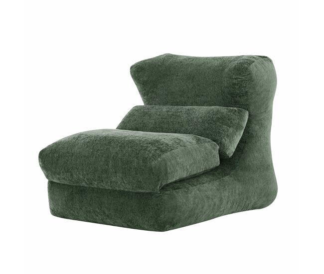 Sofá relax de 1 lugar - design moderno, formato exclusivo, transformável em chaise longue - verde