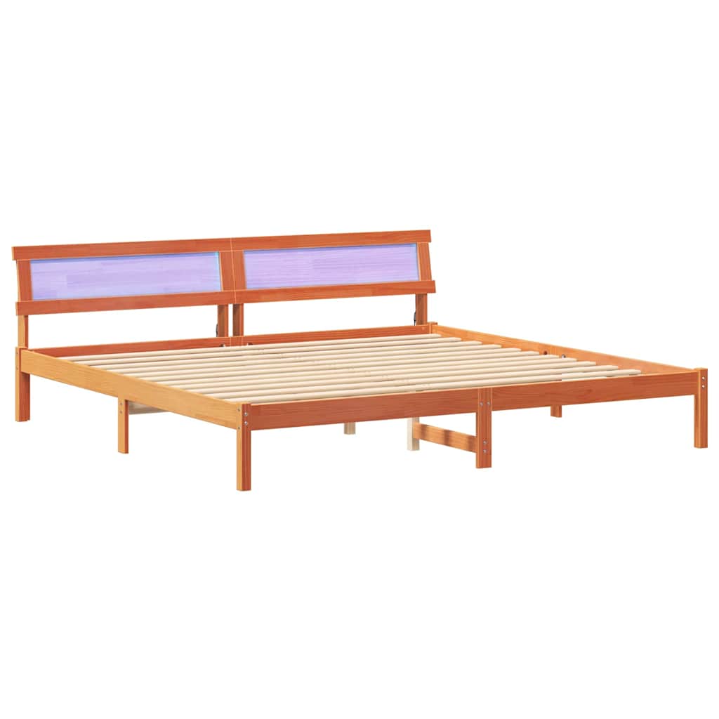 Estrutura de cama de casal simple com cabeceira - marrom cera 200 x 200 cm