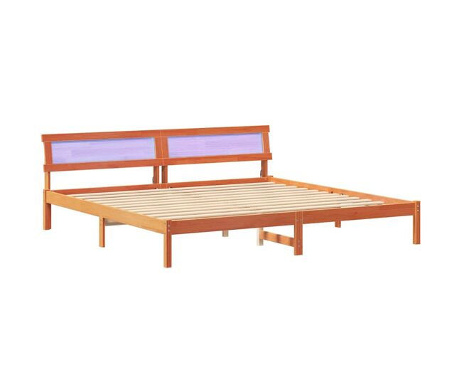 Estrutura de cama de casal simple com cabeceira - marrom cera 200 x 200 cm
