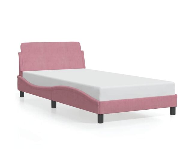 Estrutura de cama de solteiro para adultos com cabeceira dover 100x200 cm veludo rosa