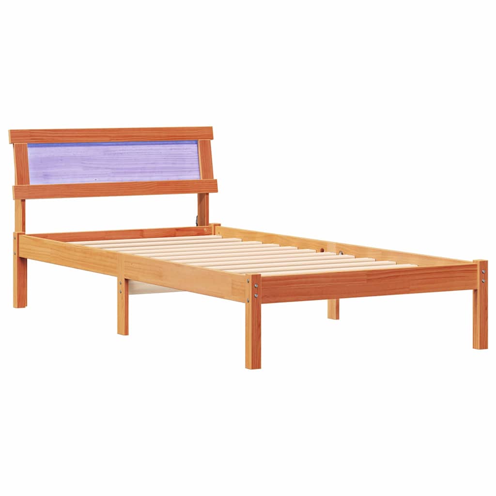 Estrutura de cama de solteiro moderno com cabeceira - marrom cera 75 x 190 cm