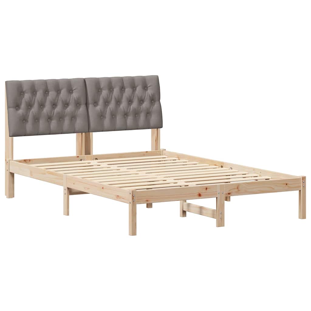 Estrutura de cama de casal moderno com cabeceira estofada castanho 135 x 190 cm