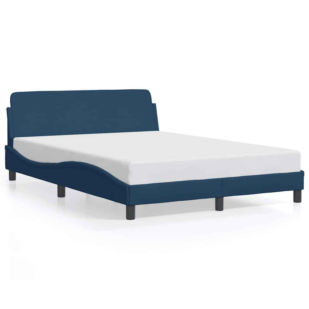Estrutura de cama de casal moderno com cabeceira dover 140x200 cm tecido azul