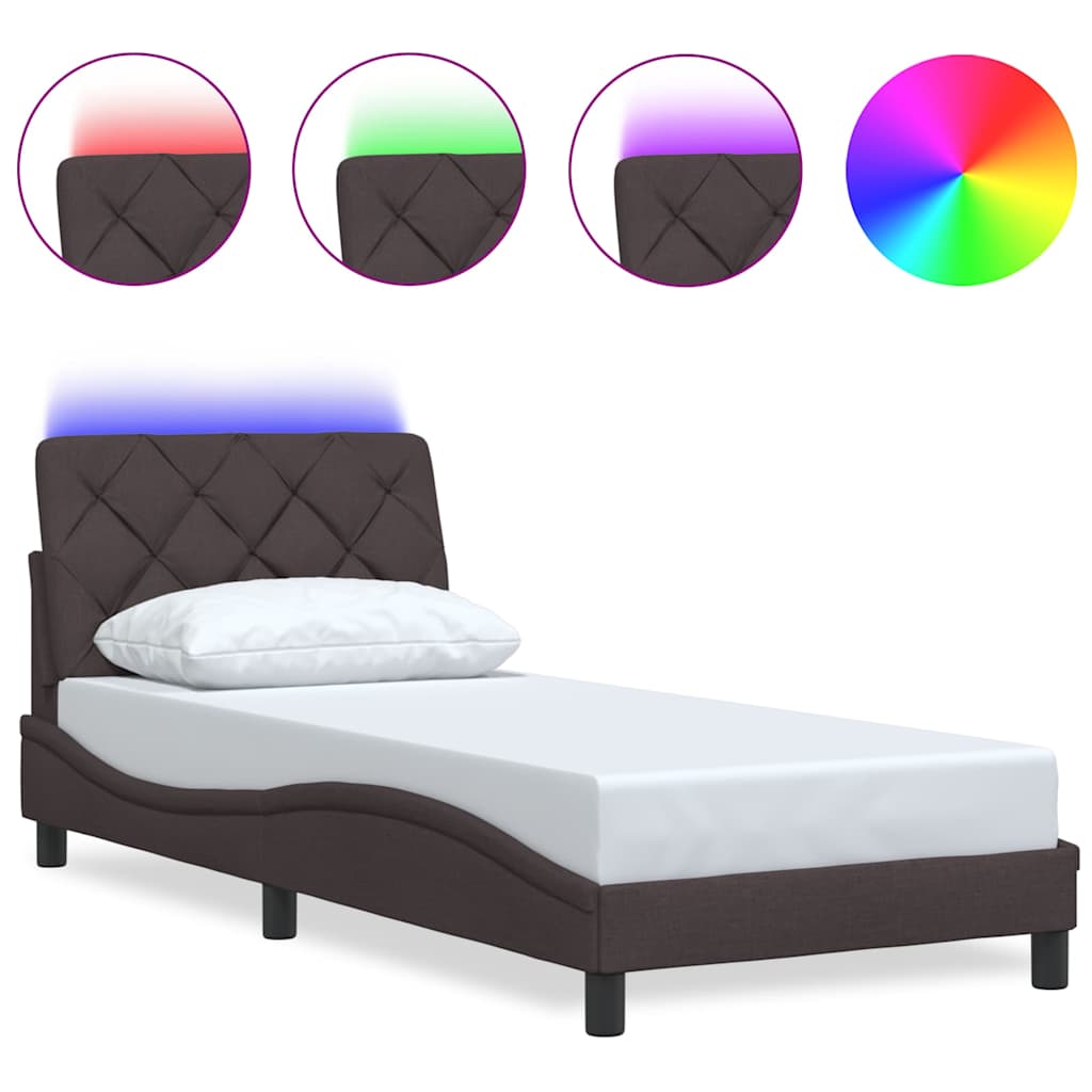 Estrutura de cama de solteiro para adultos com led 80x200 cm tecido