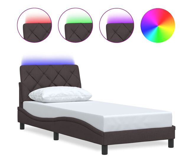 Estrutura de cama de solteiro para adultos com led 80x200 cm tecido