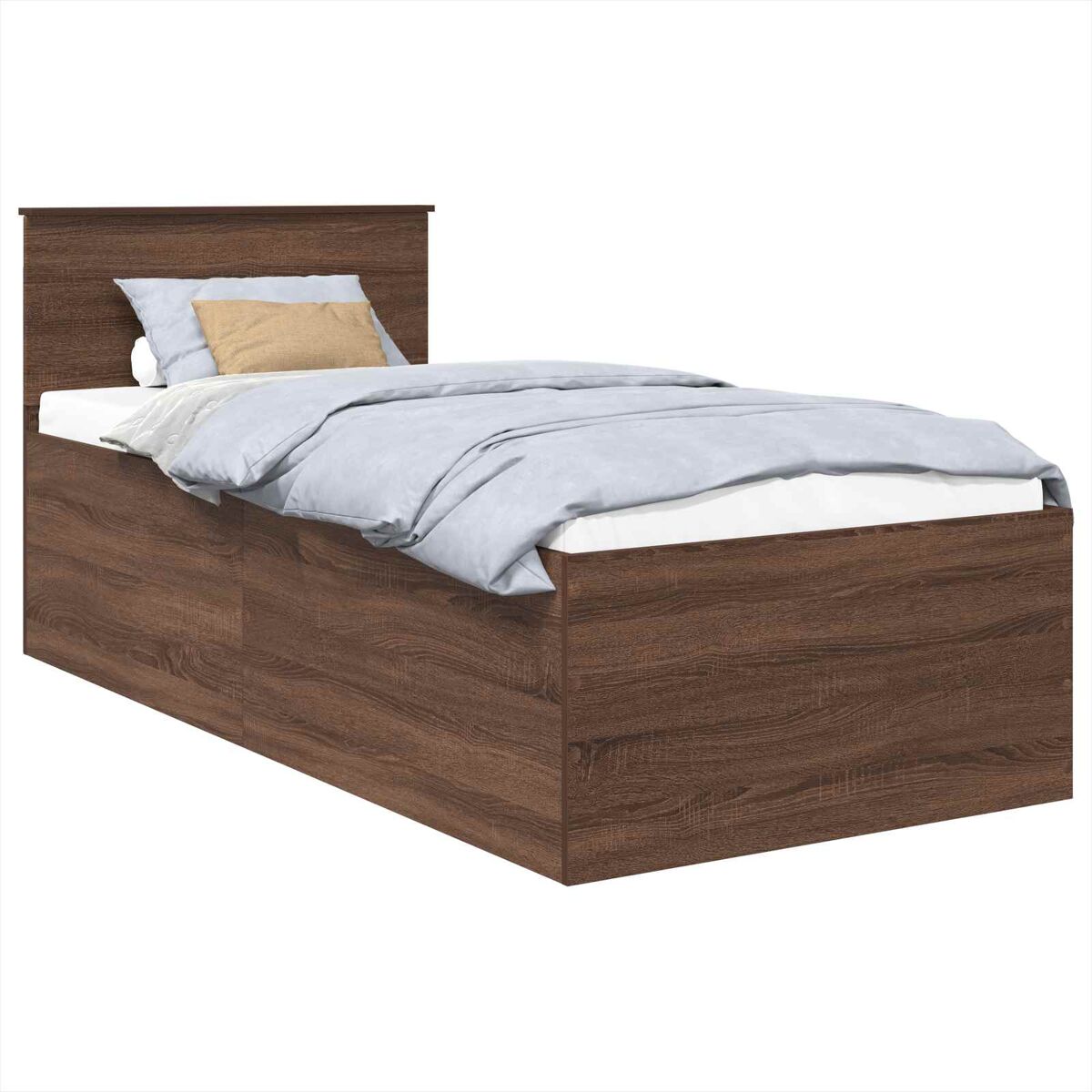 Estrutura de cama de solteiro moderno com cabeceira - carvalho marrom 75 x 190 cm