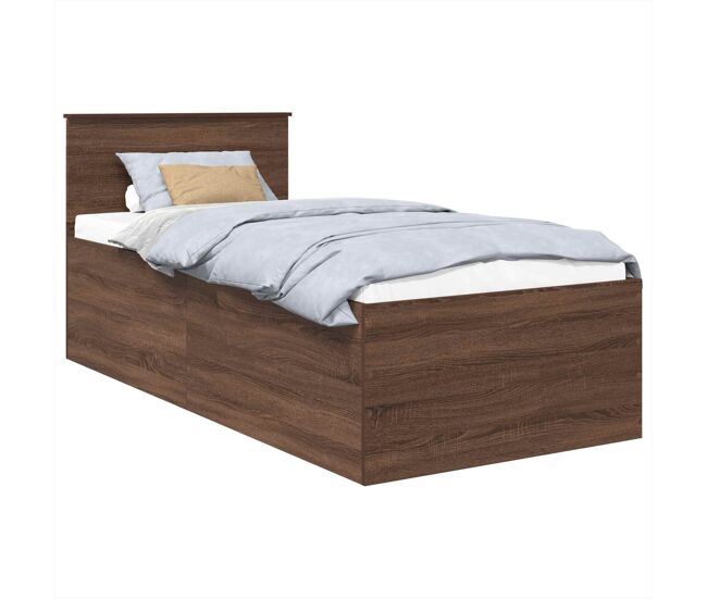 Estrutura de cama de solteiro moderno com cabeceira - carvalho marrom 75 x 190 cm
