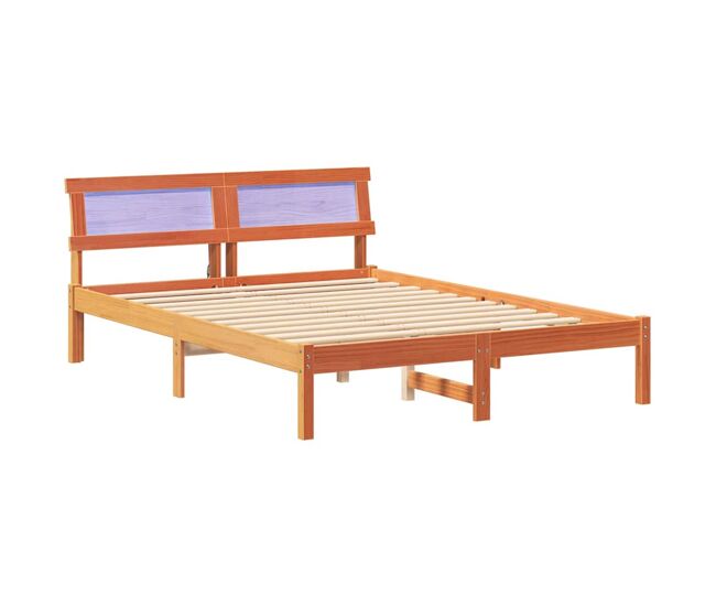 Estrutura de cama de casal simple com cabeceira - marrom cera 140 x 190 cm
