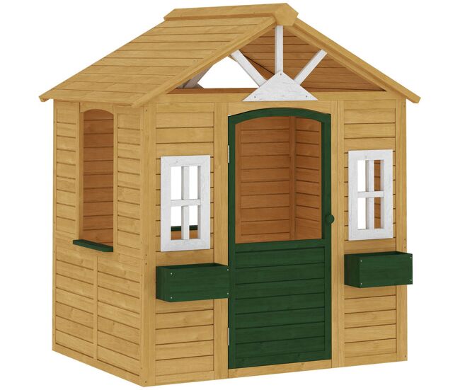 AIYAPLAY Casinha Infantil Exterior e Interior em Madeira Casinha ...