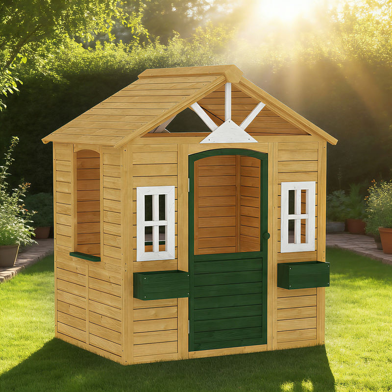 AIYAPLAY Casinha Infantil Exterior e Interior em Madeira Casinha ...