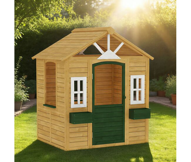 AIYAPLAY Casinha Infantil Exterior e Interior em Madeira Casinha ...