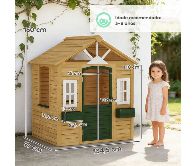 AIYAPLAY Casinha Infantil Exterior e Interior em Madeira Casinha ...