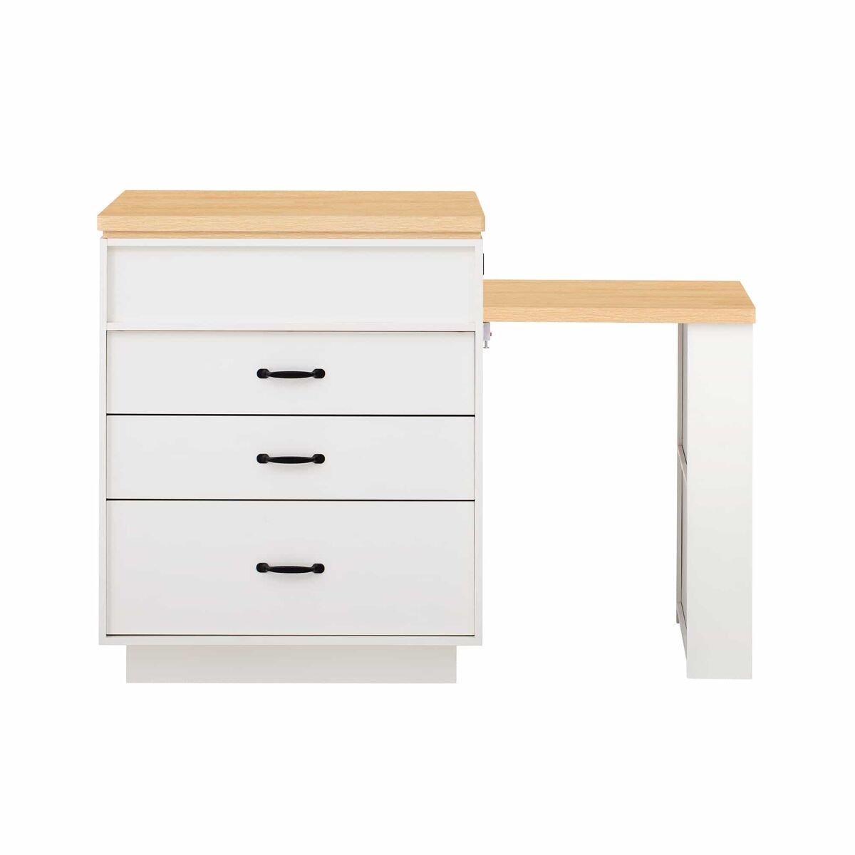 Ilha de cozinha com rodas - mesa extensível com led, tomadas elétricas, multifuncional como ilha, aparador ou balcão - branco