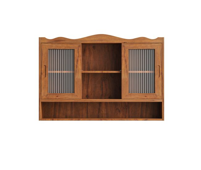 Armário deslizante retro 90 cm - 2 portas, 3 níveis de armazenamento - castanho