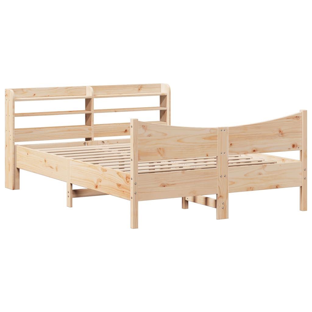 Estrutura de cama de casal c/ cabeceira - 150x200 cm pinho maciço