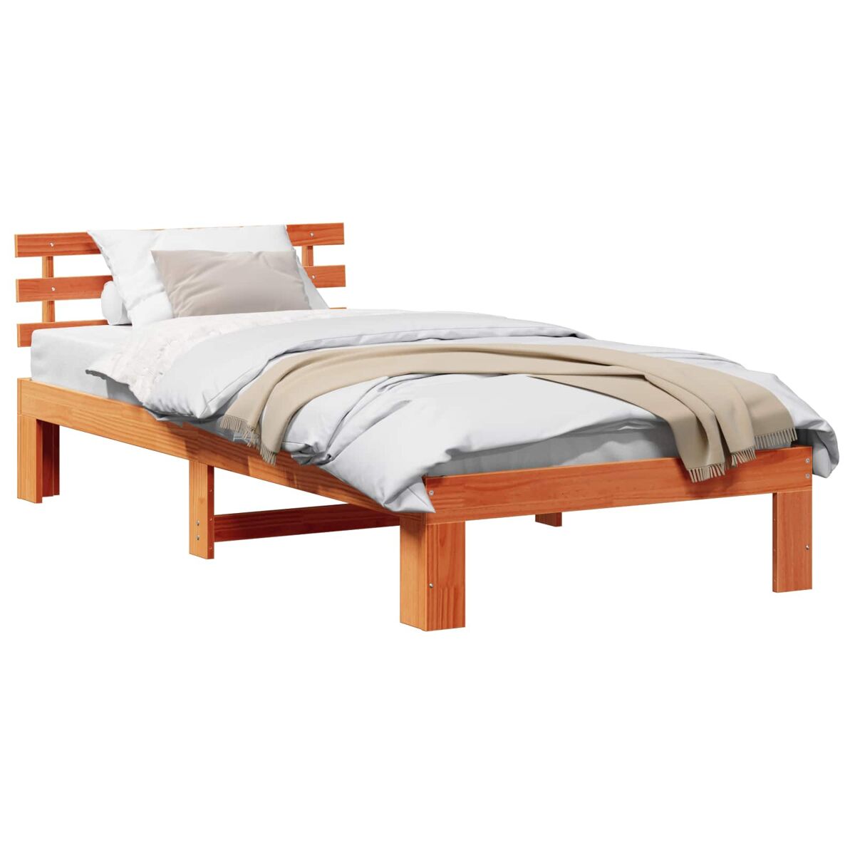 Estrutura de cama de solteiro moderno com cabeceira - marrom cera 90 x 190 cm