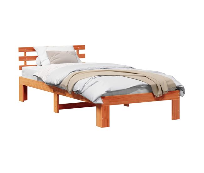 Estrutura de cama de solteiro moderno com cabeceira - marrom cera 90 x 190 cm
